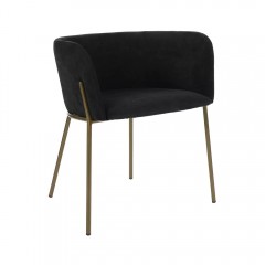 DINING CHAIR PLK BLACK VELVET GOLD LEG 